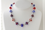 lampworked glass bead necklace, sterling silver beads and clasp